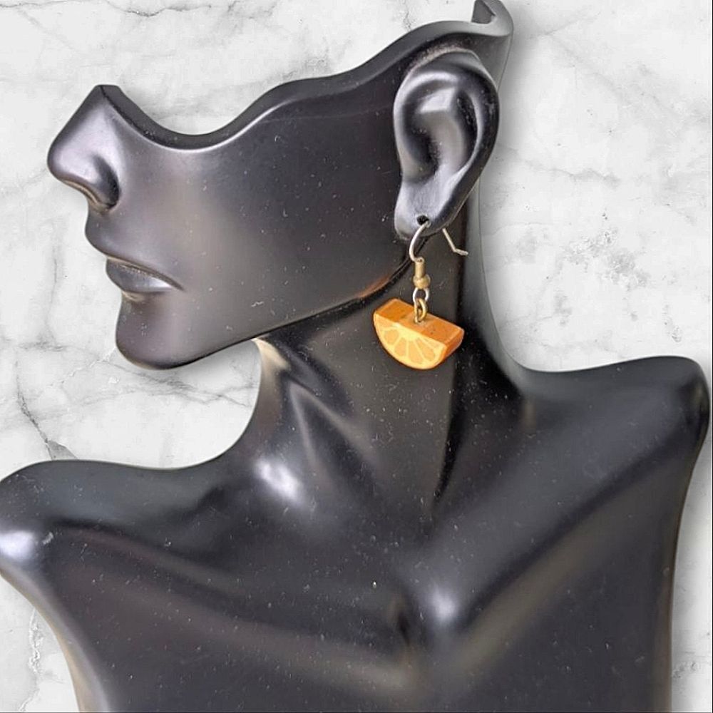 Orange Slice Lightweight Tiny Earrings 1"